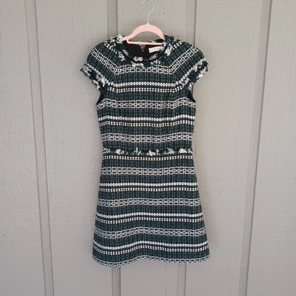 Tory Burch Norfolk Tweed Mini Dress Size 4 Women Preppy Feminine Cap Sleeve